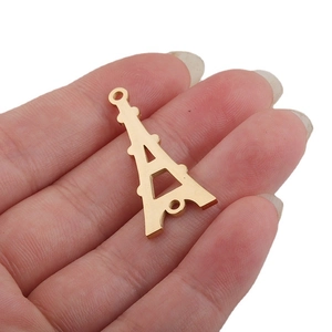Eiffelturm 14x32mm Edelstahl Anhänger in Gold für DIY Schmuckherstellung
