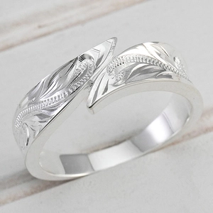 Copper Vintage Bypass Open Ring Hawaiian Floral Scroll Engraved Leaf Vine Relief Adjustable Jewelry For Women Men