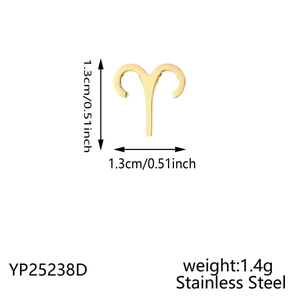 Aries zodiac stainless steel pendant in gold finish with 1.3cm size measurement