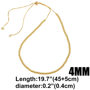 Retro handmade 18k gold plated copper bead necklace with 4mm balls and 19.7" chain
