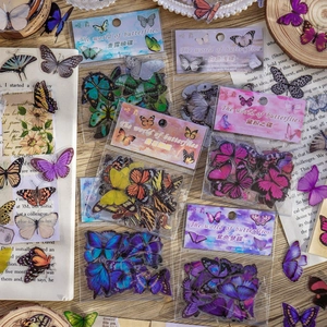 Butterfly Garden Stickers Waterproof PET Transparent Simulation Decorative Scrapbooking DIY Phone Case Stationery Art