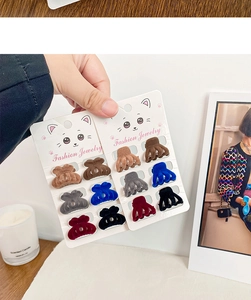 Detailansicht der 6-teiligen Mini-Haarklammern mit Beflockung in Vintage-Farben