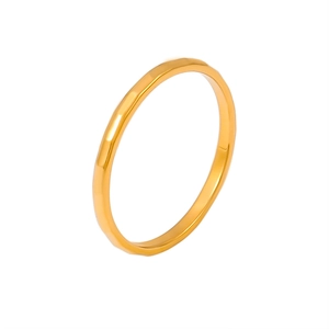 Minimalist 18k gold plated bamboo node thin ring for women with polished finish