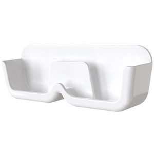 Minimalist white wall-mounted eyeglass storage box with dual slots and sleek design