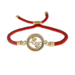 Bracelet MAMA papillon en zircon avec corde tressée rouge réglable pour Fête des Mères