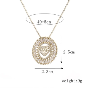 Gold plated heart pendant necklace with marquise zircon stones and box chain