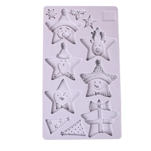 Christmas silicone mold set featuring reindeer and stars for DIY cake and chocolate decoration