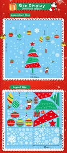 Detaillierte Größenangaben und Layout der Weihnachtsfensteraufkleber mit Eule