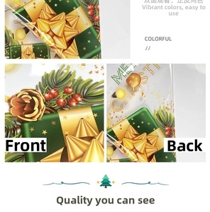 Gros plan de stickers de Noël électrostatiques double face avec sapin et nœud