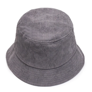 Chapeau bob classique en velours côtelé gris pour hommes et femmes au style épuré