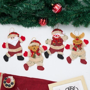 Set of 4 Christmas hanging ornaments featuring Santa, Snowman, Reindeer and Bear