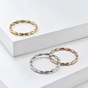 Minimalist Stainless Steel Ring Interconnected Water Drop Geometric Bubble Bead Elegant Fashion Jewelry For Women