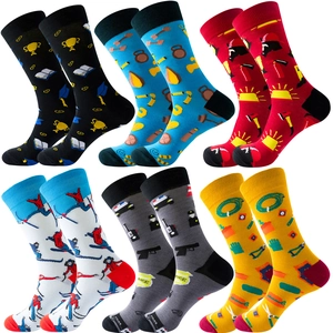 Professionelle Themen Crew Socken Baumwollmischung Atmungsaktiv Cartoon Muster Neuheit Wadenlang Für Herren Damen