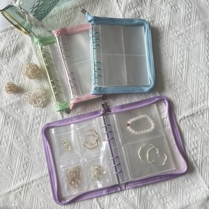 Portable Jewelry Storage Album Loose Leaf Transparent PVC Bags Anti Oxidation Zippered Organizer For Earrings Rings Necklaces