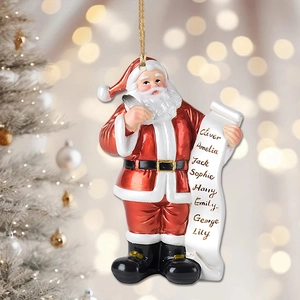 Décoration de Noël du Père Noël avec liste de lecture sur fond d'arbre scintillant
