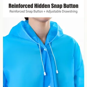 Imperméable bleu en EVA avec capuche à cordon et boutons-pression renforcés pour adultes