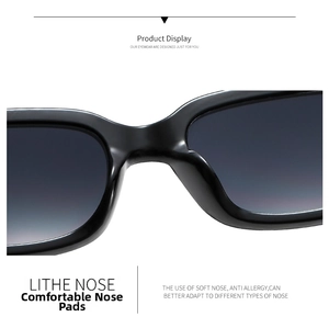 Macro view of polished black sunglasses frames with comfortable integrated nose pads