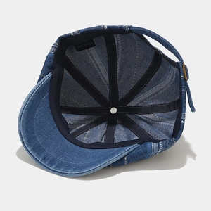 British style vintage washed denim flat cap with 100% cotton inner lining and sweatband