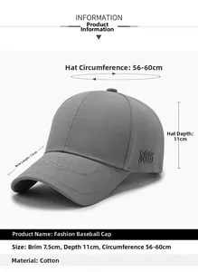Detail of NS embroidery and twill cotton texture on grey baseball cap side view
