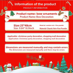 Detail showing 25x48cm red glitter mesh Christmas bow for festive holiday wall decoration
