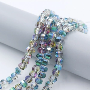 Macro shot of 8mm multifaceted iridescent glass beads for DIY jewelry making