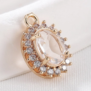 Pendentifs Bijoux Élégants Cuivre Plqué Or Goutte Eau Étoile Ovale Zircon Charmes Pour Fabrication Bijoux DIY Collier