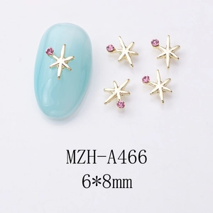 Bijoux à ongles en alliage en forme d'étoile avec strass roses pour décoration de manucure