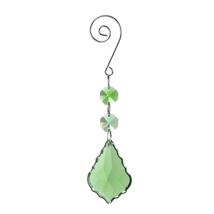 Green crystal suncatcher with maple leaf pendant for Christmas tree decoration