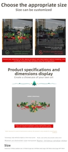 Detailed size chart for Christmas candy static window stickers in five dimensions from S to XXL