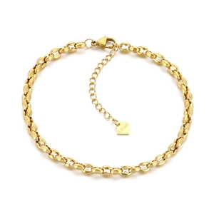18K gold plated stainless steel pig nose chain anklet for women with lobster clasp