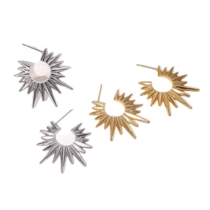 Minimalistische Sonnenstrahl-Ohrringe aus 18k Gold und Silber Edelstahl im Stern-Design