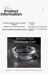 Details zum Kristallglas-Kerzenhalter mit 7,7 cm Außendurchmesser und dickem Glasdesign