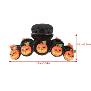 Halloween pumpkin hair claw clip showing precise dimensions of 10cm by 3.5cm