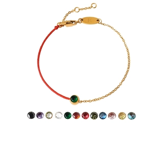 Braided Red Rope Bracelet Stainless Steel Gold Plated Chain Colorful Round Zircon Adjustable Jewelry Gift Women