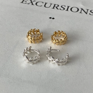 Créoles Feuille Argent Sterling 925 Laurier Branche D'Olivier Huggie Bijoux Minimalistes Élégants Pour Femmes
