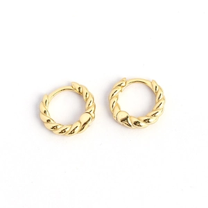 Classic S925 silver 18K gold plated twisted rope hoop earrings with thick spiral texture