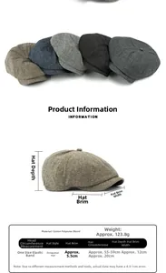 Tabella taglie per cappello newsboy con dimensioni dettagliate e circonferenza