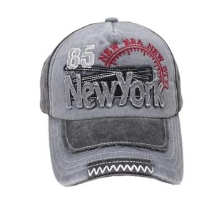 Grey washed vintage baseball cap with New York 85 embroidery and street style design