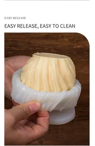 Detail of white silicone mold for angel candles showing easy release and spiral texture