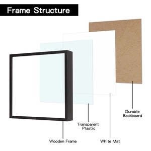 Detailed layered structure of wooden shadow box frame for tickets and memorabilia