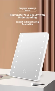 Close-up of LED makeup mirror with 16 built-in light beads and touch sensor switch