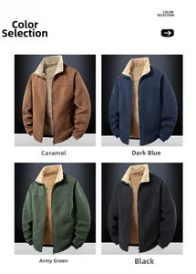 Opzioni colore giacca in pile uomo in caramello, blu scuro, verde militare e nero