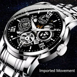 Men's Quartz Watch Skeleton Design Alloy Band Luminous Waterproof Business Wristwatch Sporty Male Jewelry Gift Watch SL12
