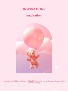 Detalle de dije de osito rosa 3D con globo de corazón para joyas DIY de plata S925
