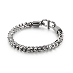 Men Braided Wheat Chain Bracelet Stainless Steel Industrial Punk Style Hip Hop Vintage Jewelry For Men Unisex