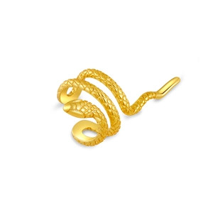 Minimalist S925 sterling silver snake ear cuff in gold finish with textured scales