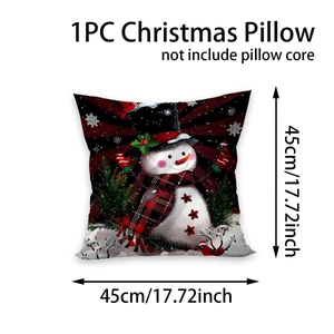 Close-up of Christmas pillow cover with Santa Claus print and 45x45cm size marking
