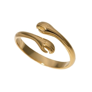 Golden stainless steel hugging hands open ring with creative adjustable design