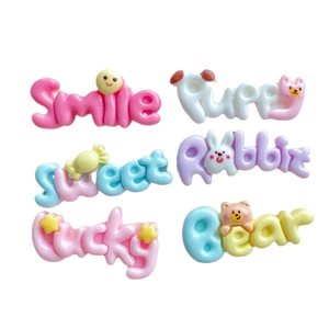 Handmade colorful resin letter charms for DIY phone cases with smile and animal motifs