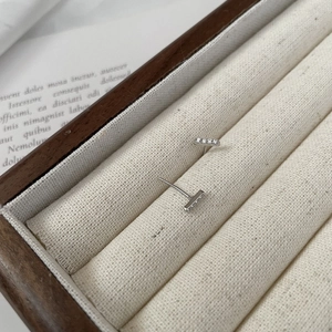 Minimalist S925 sterling silver bar stud earrings with sparkling white cubic zirconia